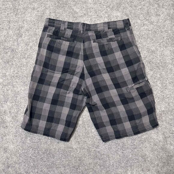 Op Ocean Pacific Men's Button Zip Closure Plaid Shorts Size 32 Black Gray Dark - Picture 6 of 7